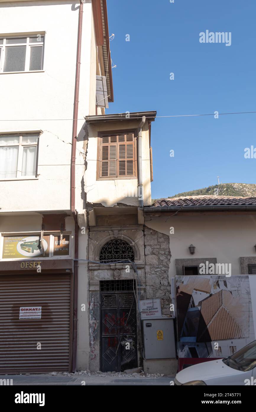 Buildings on Kurtuluş street in Merkez central district in Antakya Turkey. The city was severely git by 2023 Turkish earthquake Stock Photo