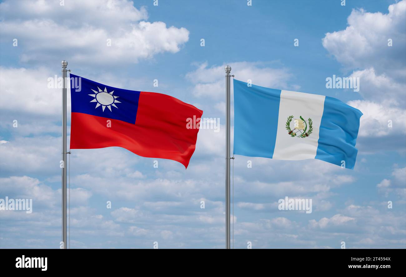Banderas de Guatemala y la República de China ondeando juntas