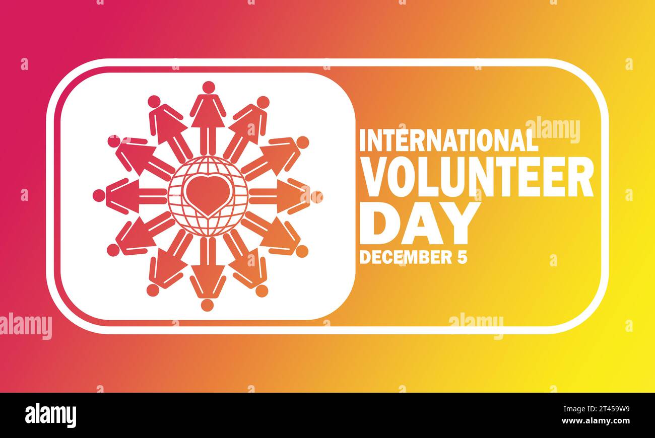 International Volunteer day. December 5. Vector illustration. Holiday concept. Template for background, banner, card, poster with text inscription. Stock Vector