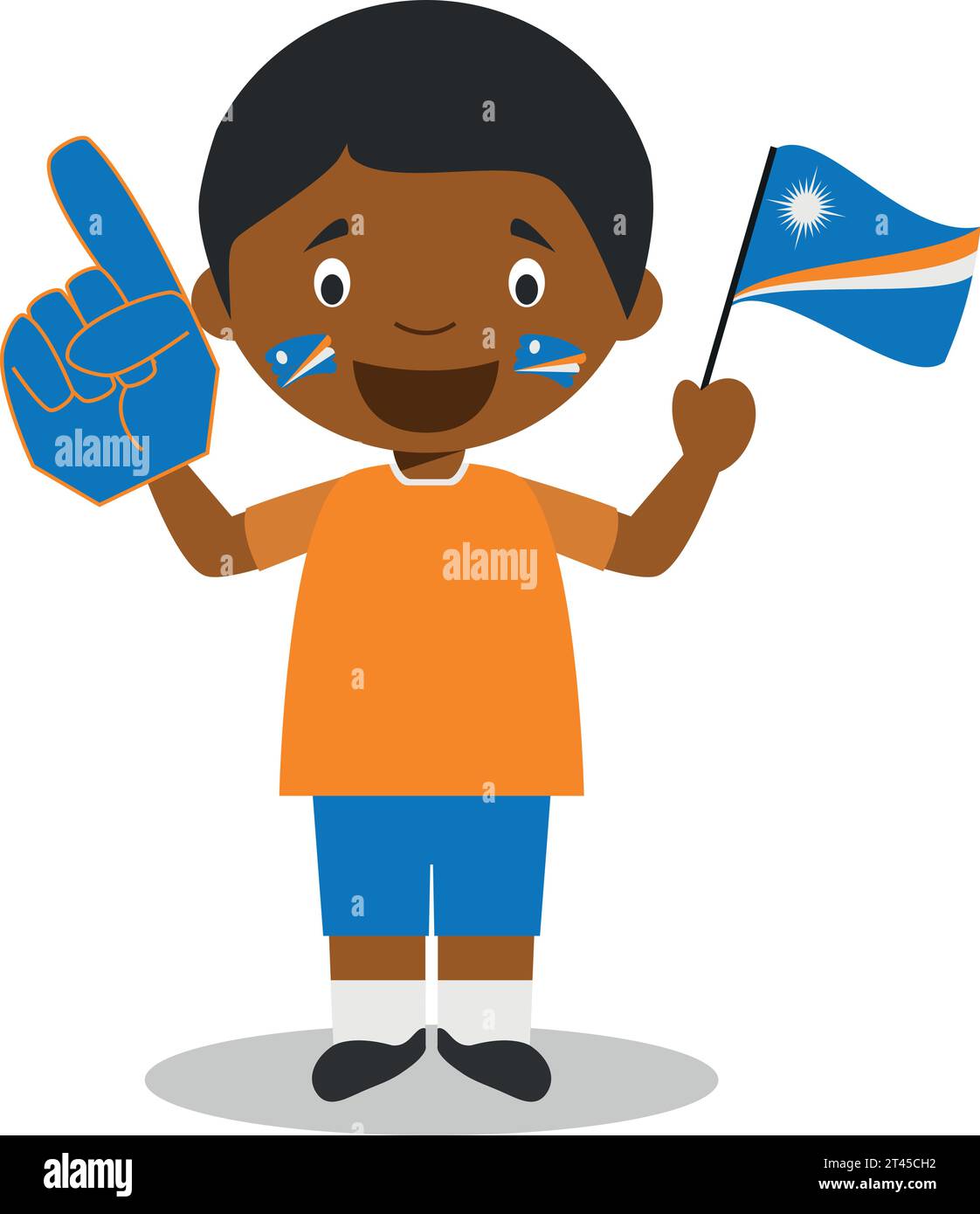 National sport team fan from Marshall Islands with flag and glove