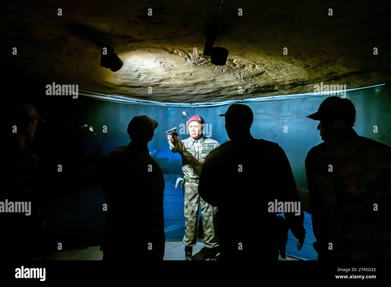 Reconstruction of the shooting scene with Ömer Halisdemir against soldiers in the coup attempt of  15 July 2016. Museum exposition in Gazientep Stock Photo