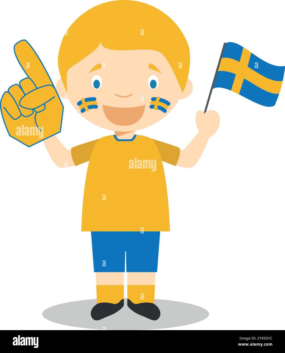 National sport team fan from Sweden with flag and glove Vector Illustration Stock Vector