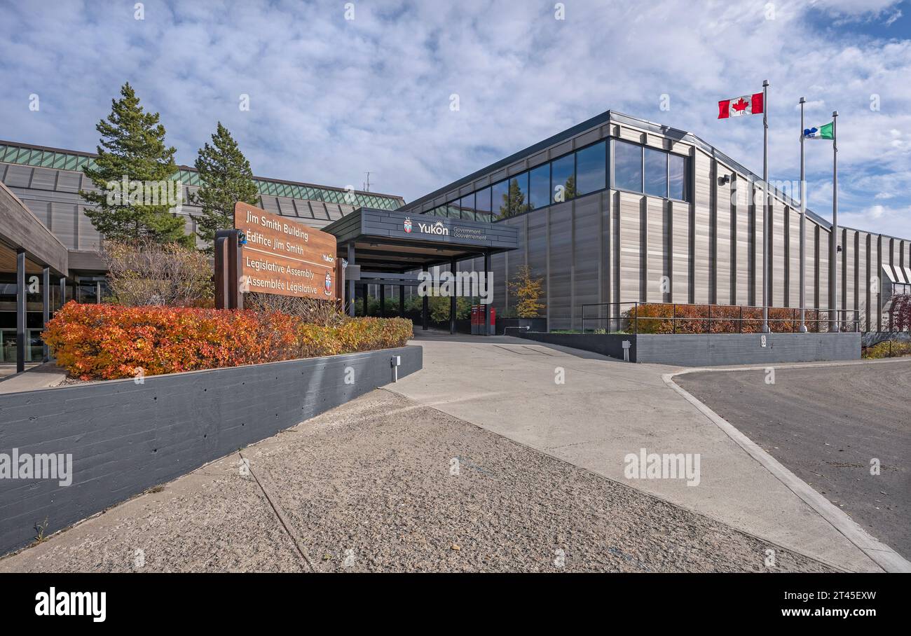 Whitehorse, Yukon, Canada – October 06, 2023:  Entrance to the Yukon Legislative Assembly Stock Photo
