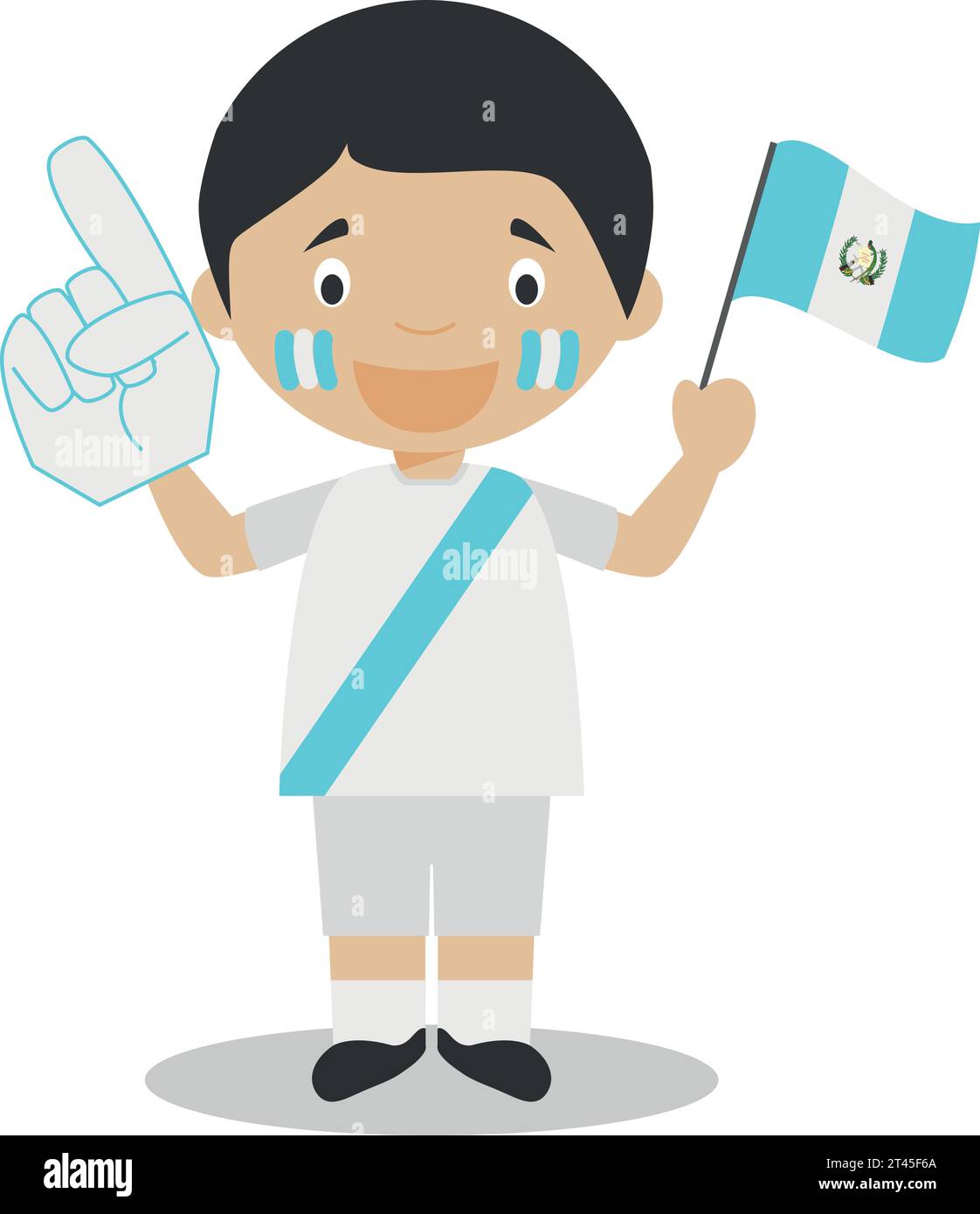 National sport team fan from Guatemala with flag and glove Vector Illustration Stock Vector