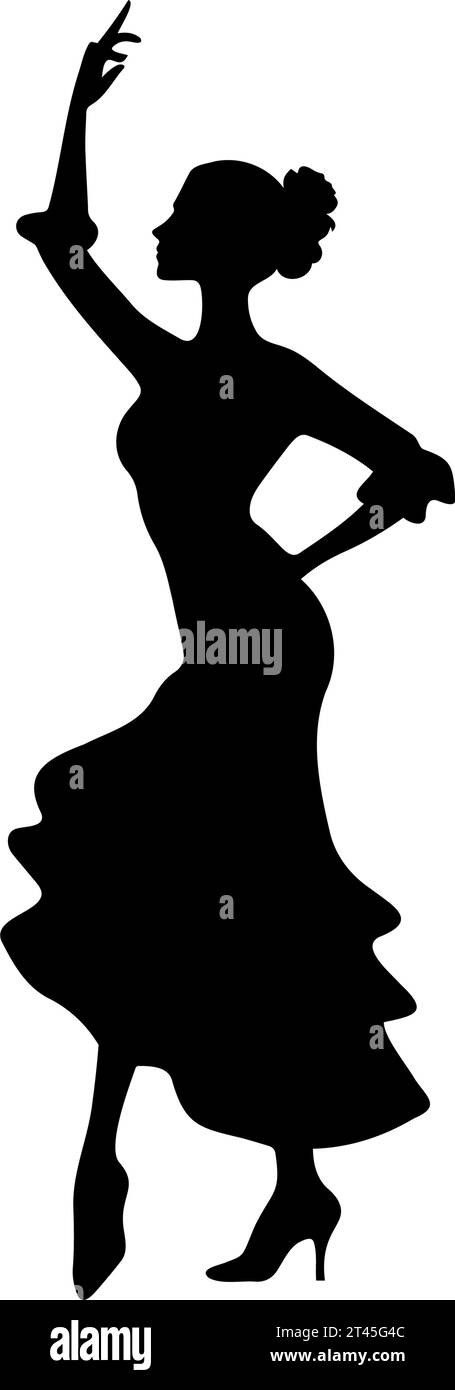 Spanish Flamenco dancer silhouette. Vector illustration Stock Vector