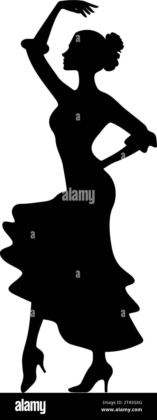 Woman Flamenco dancer silhouette. Vector illustration Stock Vector