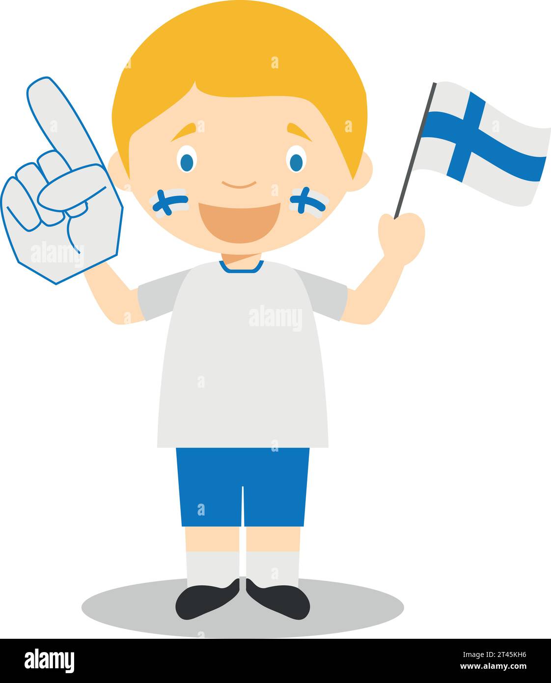 National sport team fan from Finland with flag and glove Vector Illustration Stock Vector