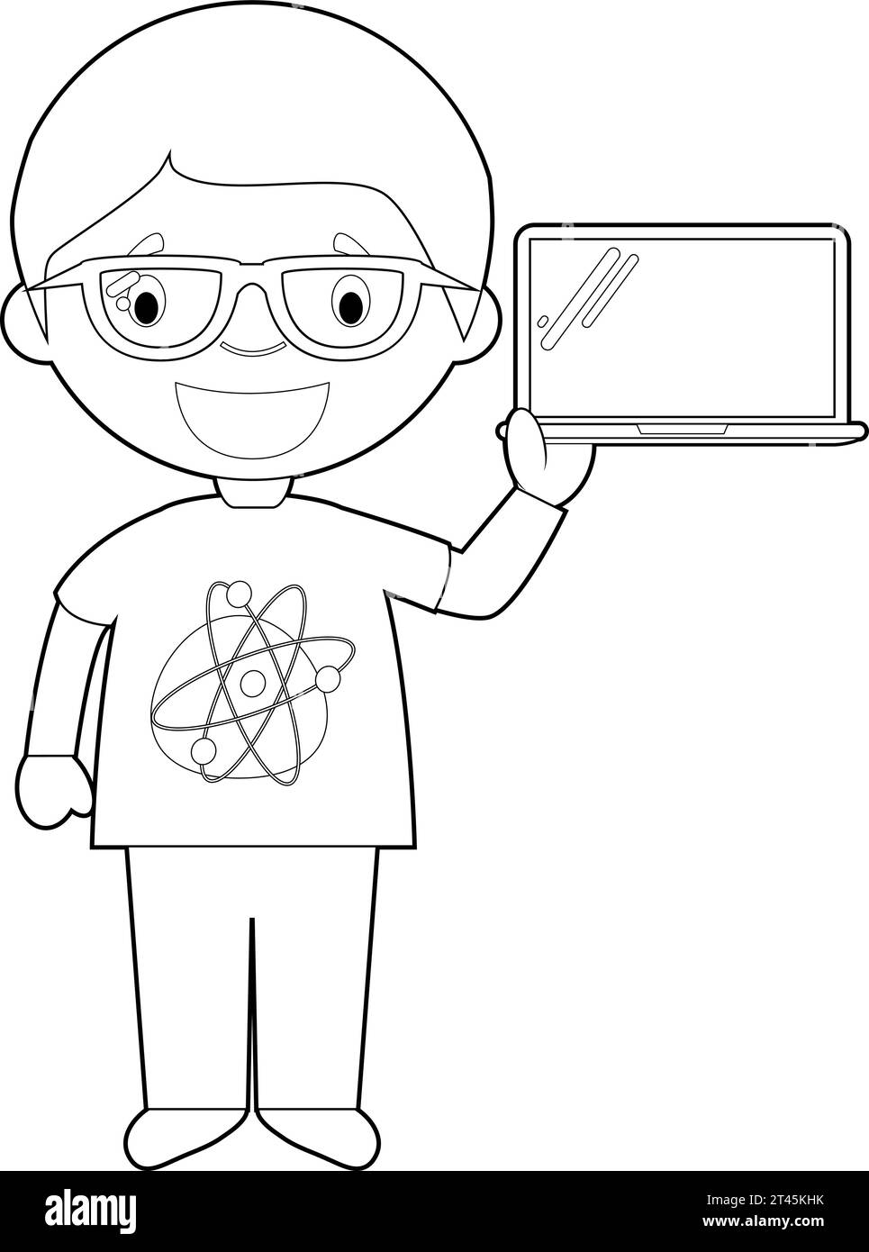 Easy coloring cartoon vector illustration of a programmer Stock Vector ...