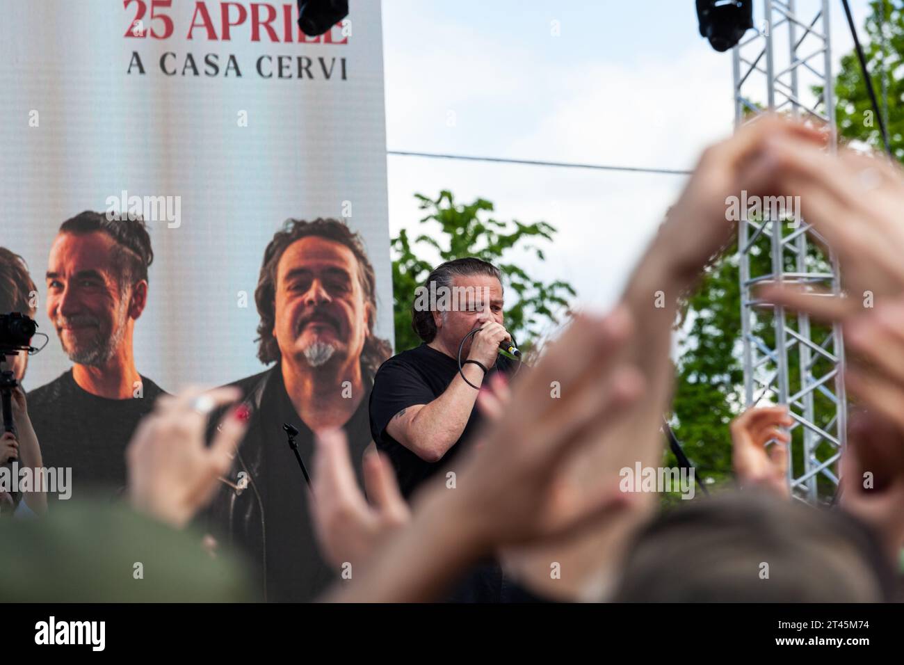 Gattatico, Reggio Emilia, Italy - April 25, 2023: The singer Cisco