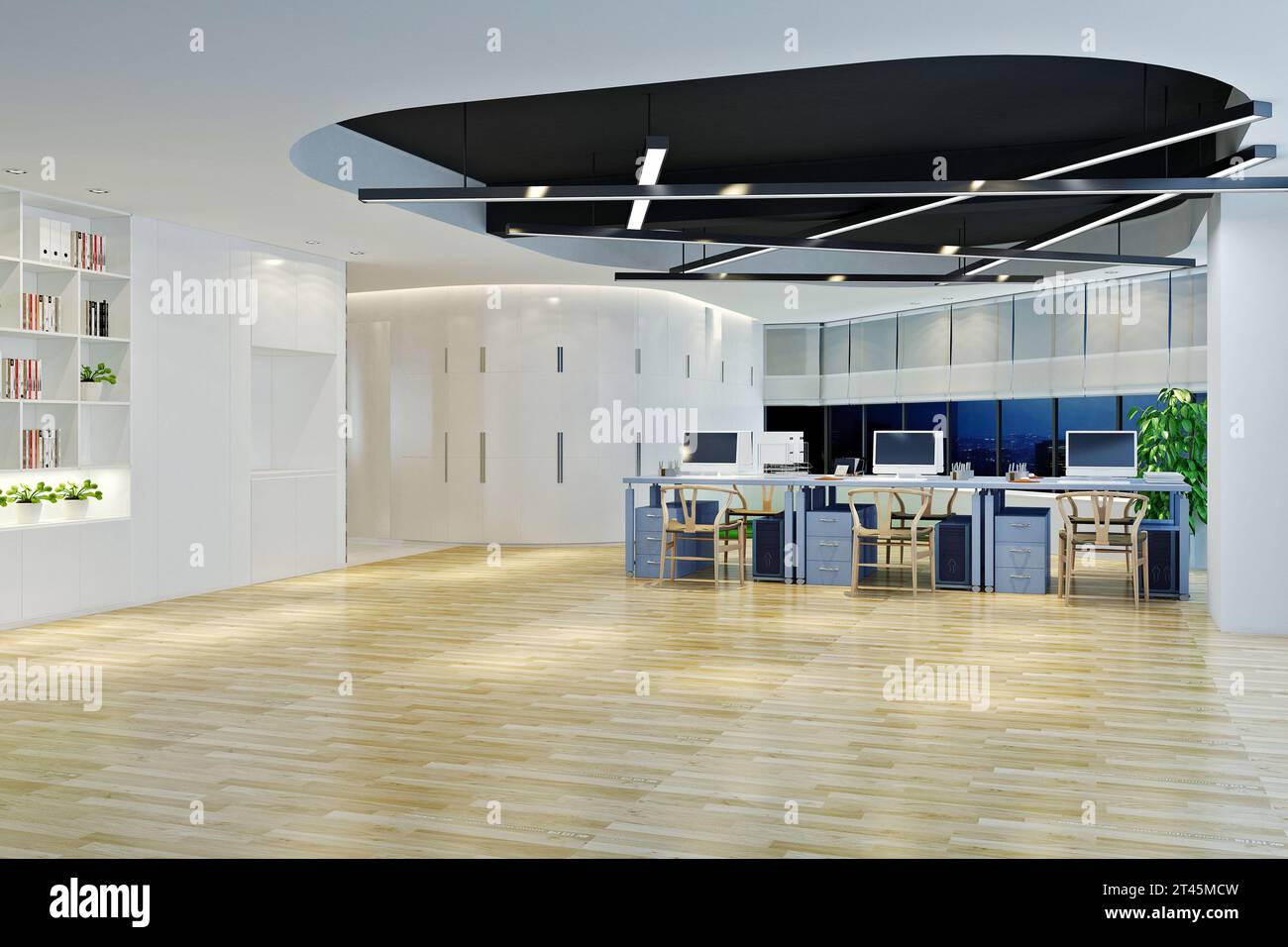 luxury working room, office. 3d rendering Stock Photo