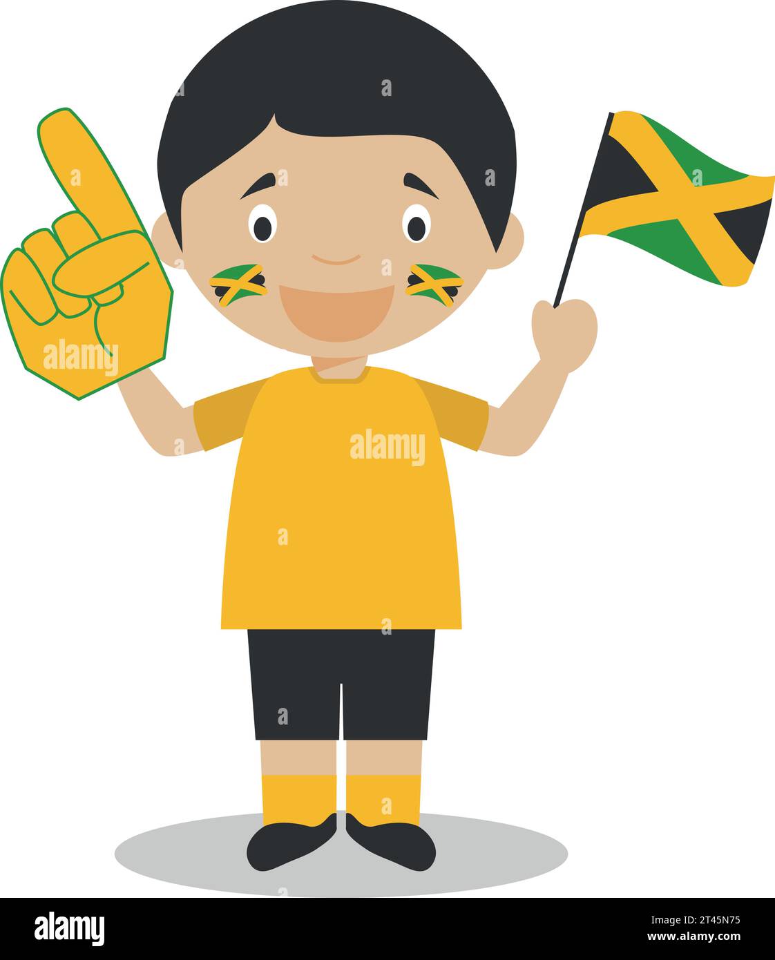 National sport team fan from Jamaica with flag and glove Vector