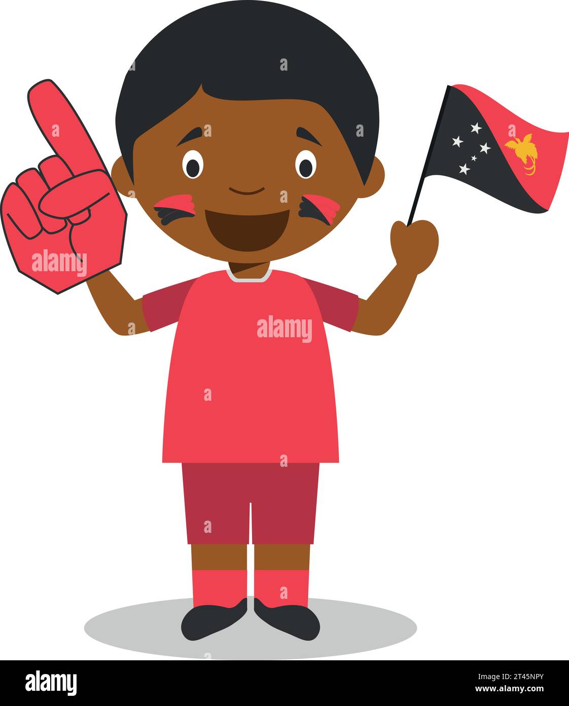 National sport team fan from Papua New Guinea with flag and glove Vector Illustration Stock Vector