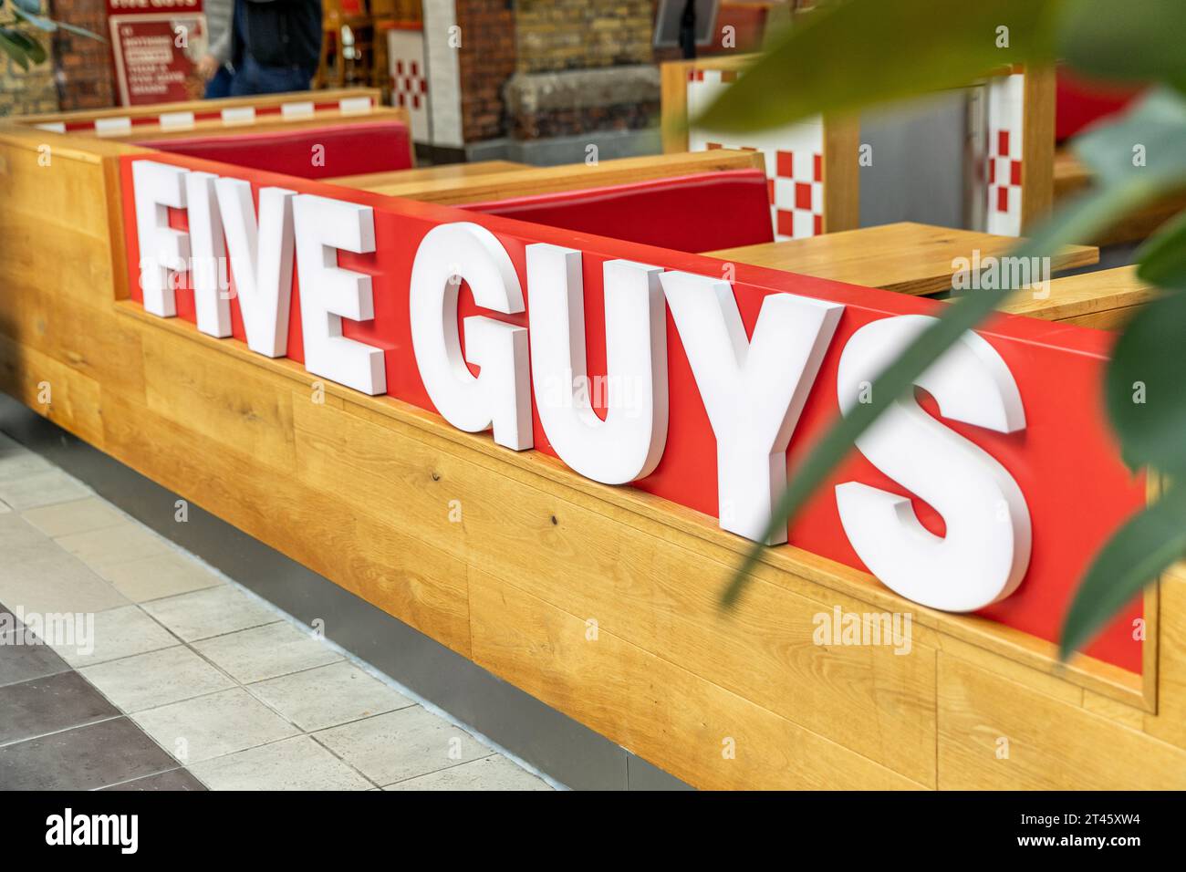 Swindon, UK October 27, 2023 FIVE GUYS, famous franchise of fast