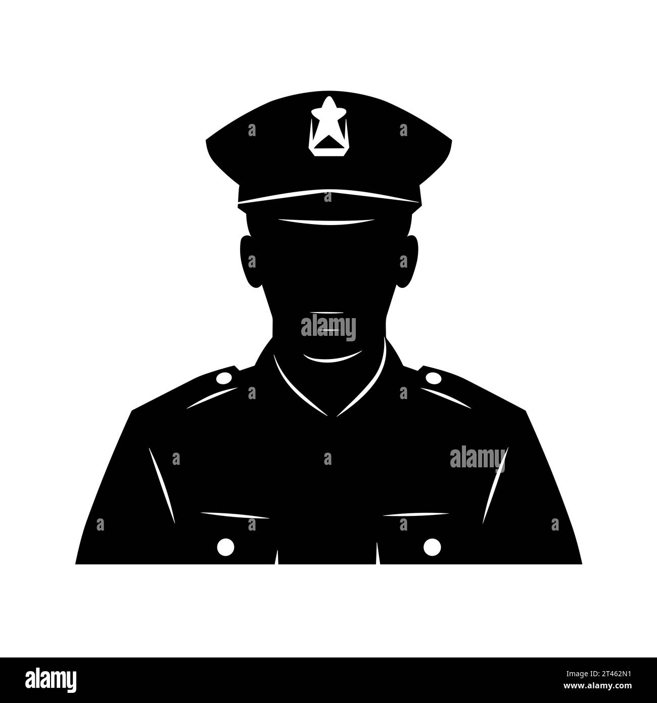 Police officer silhouette. Police officer black icon on white background Stock Vector