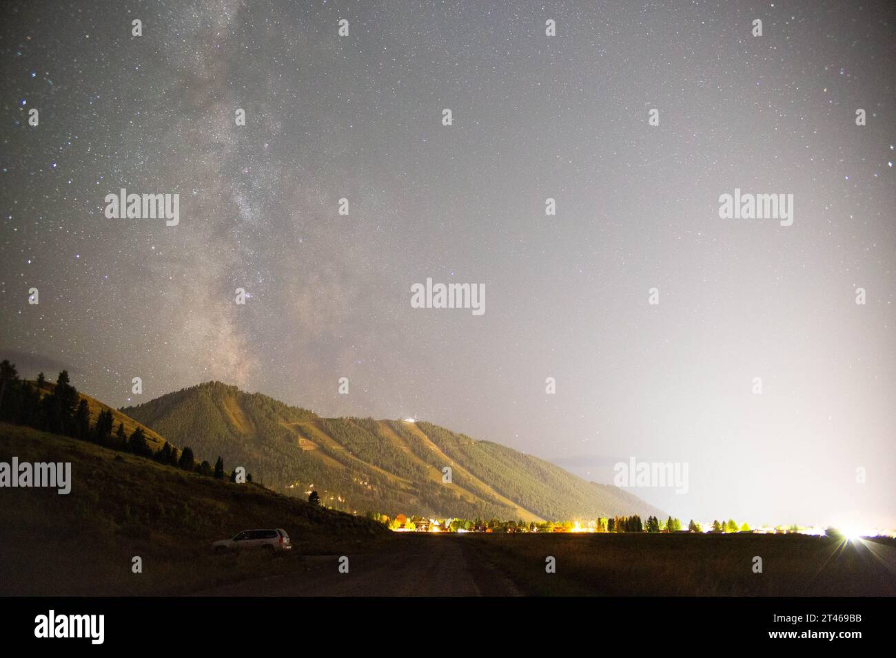 Light pollution from the town of Jackson obscuring the Milky Way Galaxy Light pollution from the town of Jackson obscuring the Milky Way Galaxy