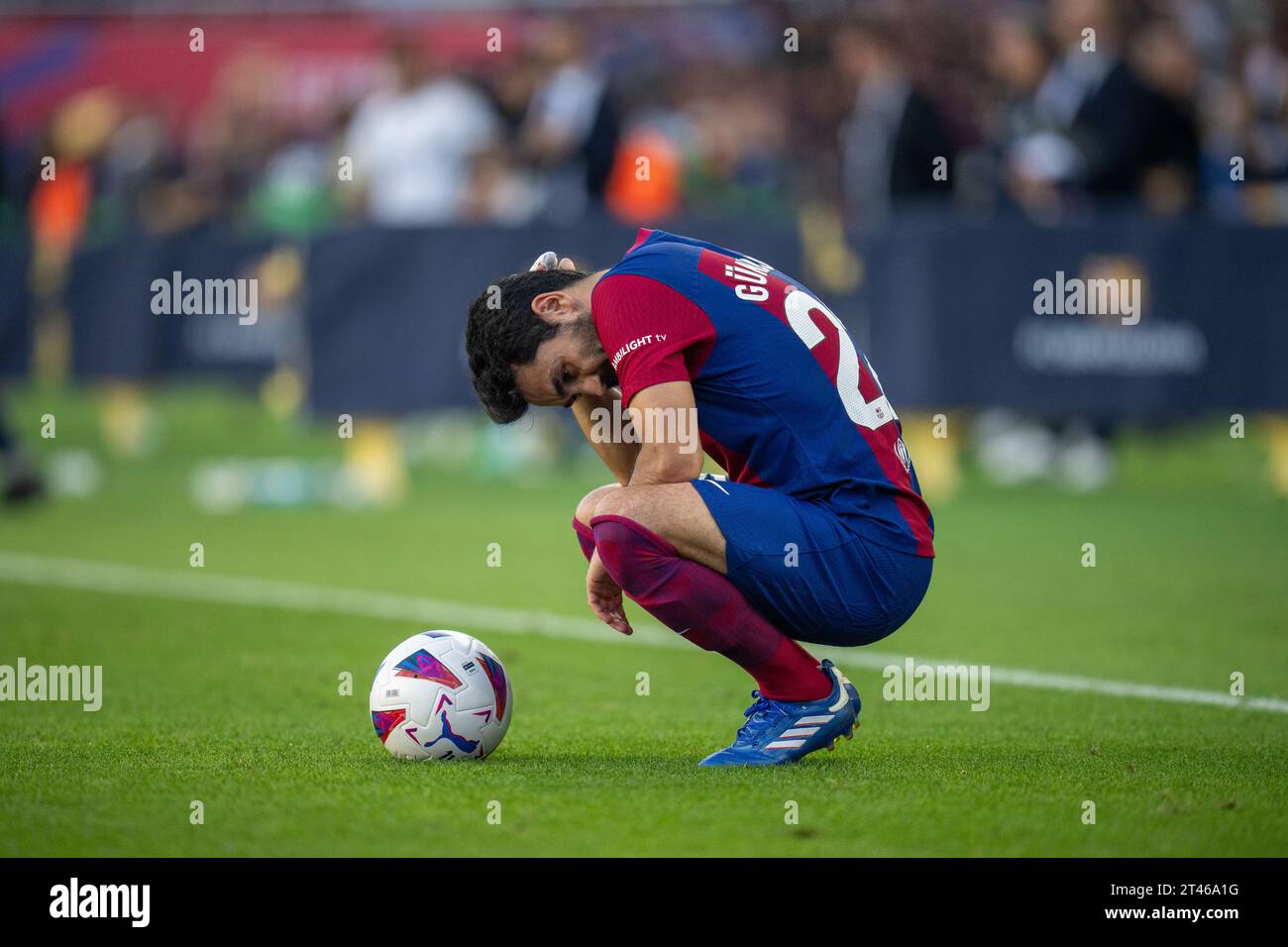 Barcelona, Spain. 28th Oct, 2023. Ilkay Gundogan of FC Barcelona reacts after a La Liga football match between FC Barcelona and Real Madrid in Barcelona, Spain, Oct. 28, 2023. Credit: Joan Gosa/Xinhua/Alamy Live News Stock Photo