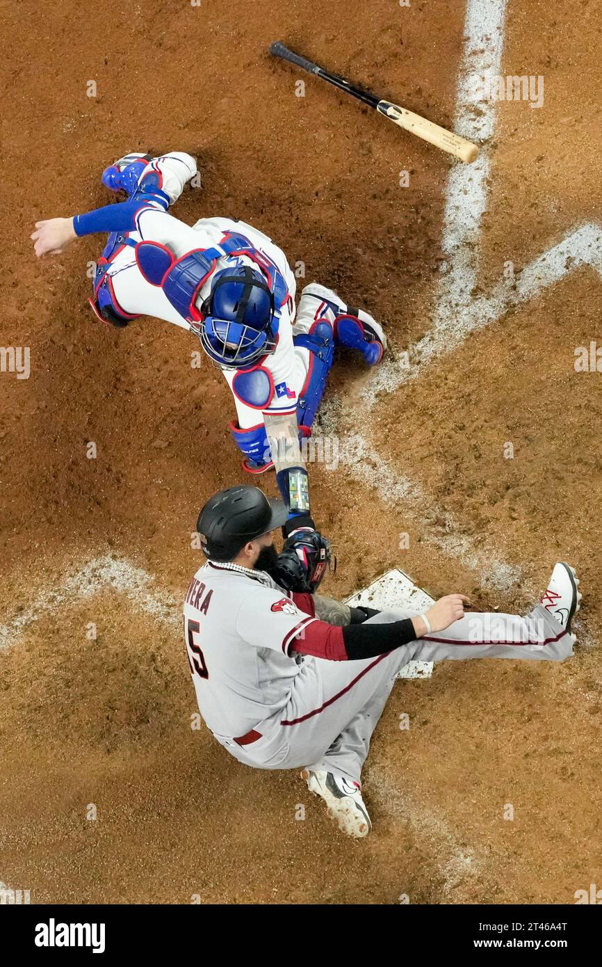 Diamondbacks Rangers Score Arizona Diamondbacks' Emmanuel Rivera (15) scores as Texas Rangers ...