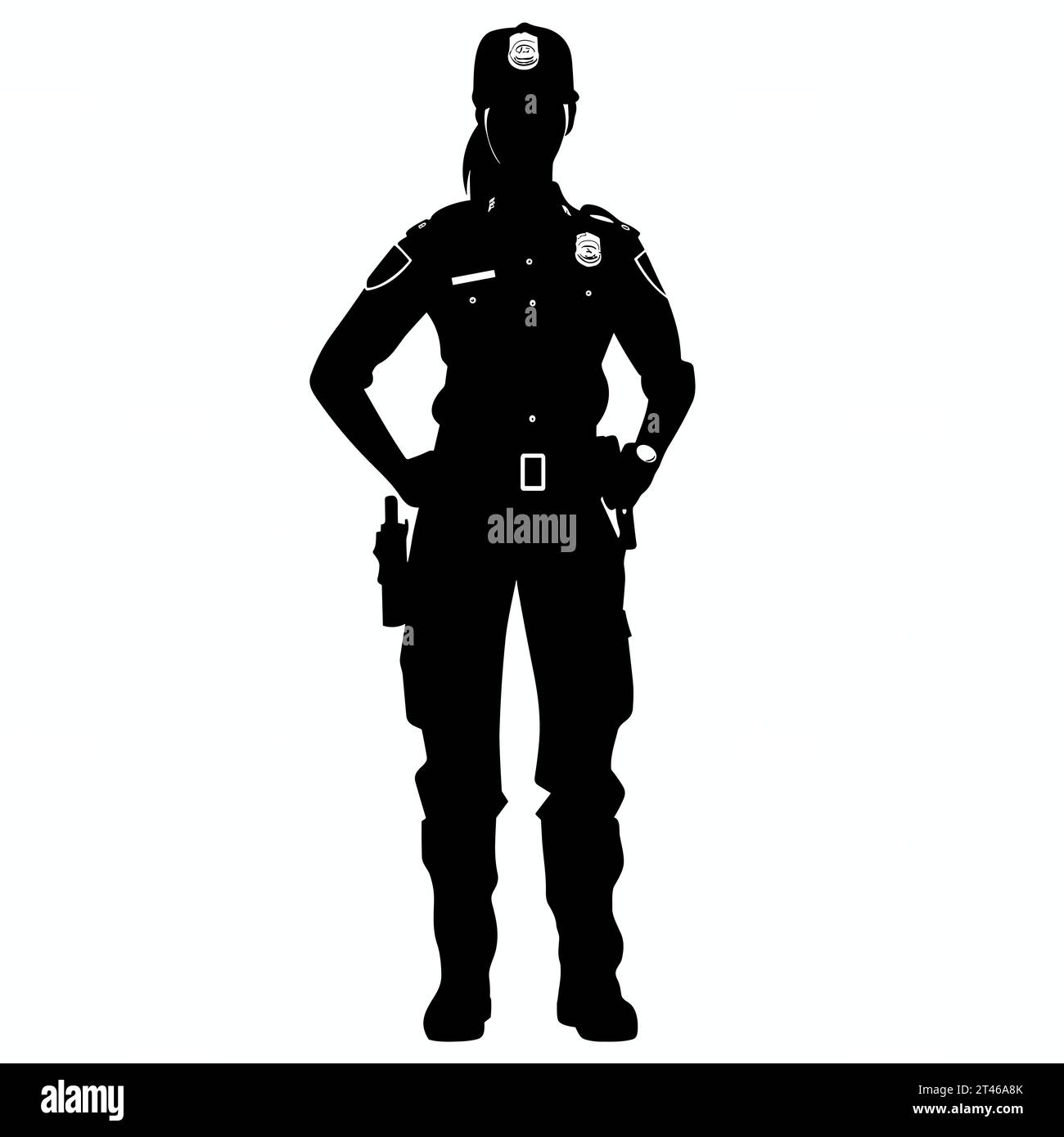Female police officer silhouette. Police officer woman black icon on white  background Stock Vector Image & Art - Alamy