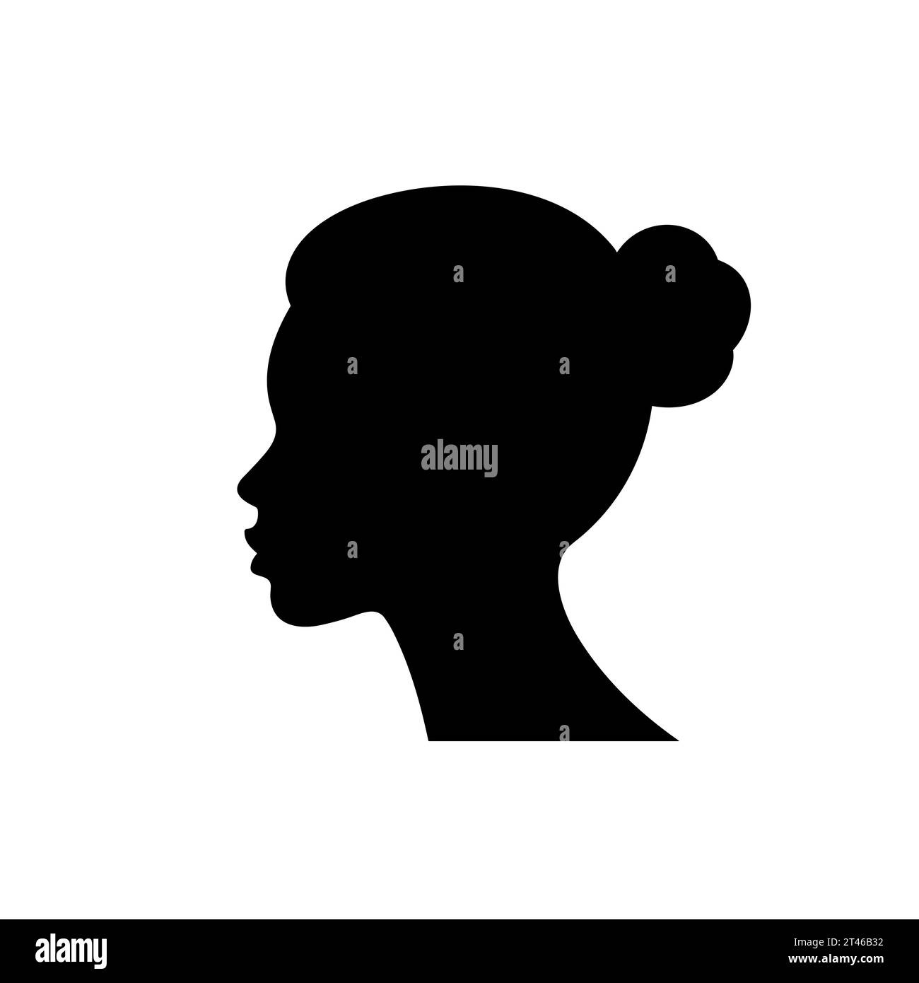 Woman head silhouette. Woman head black icon on white background Stock ...