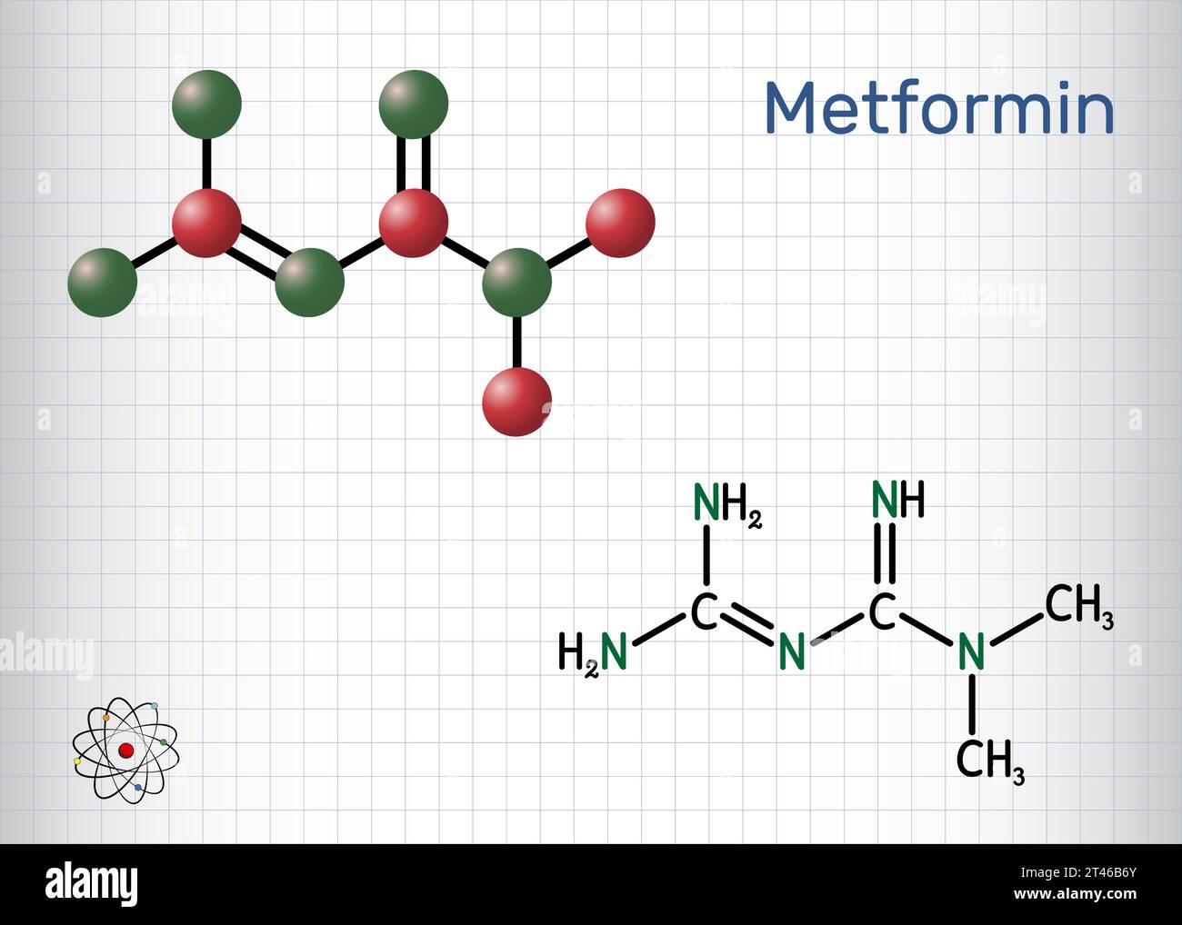 Metformin molecule. It is biguanide antihyperglycemic agent used in ...