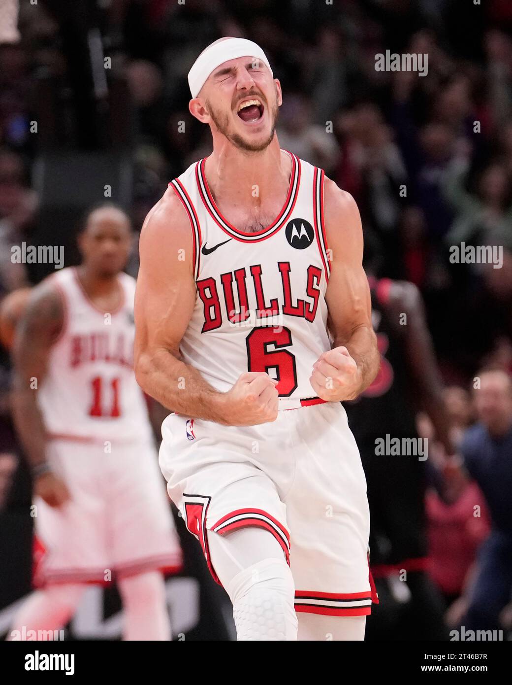 Chicago Bulls' Alex Caruso reacts after the Bulls forced a turnover ...