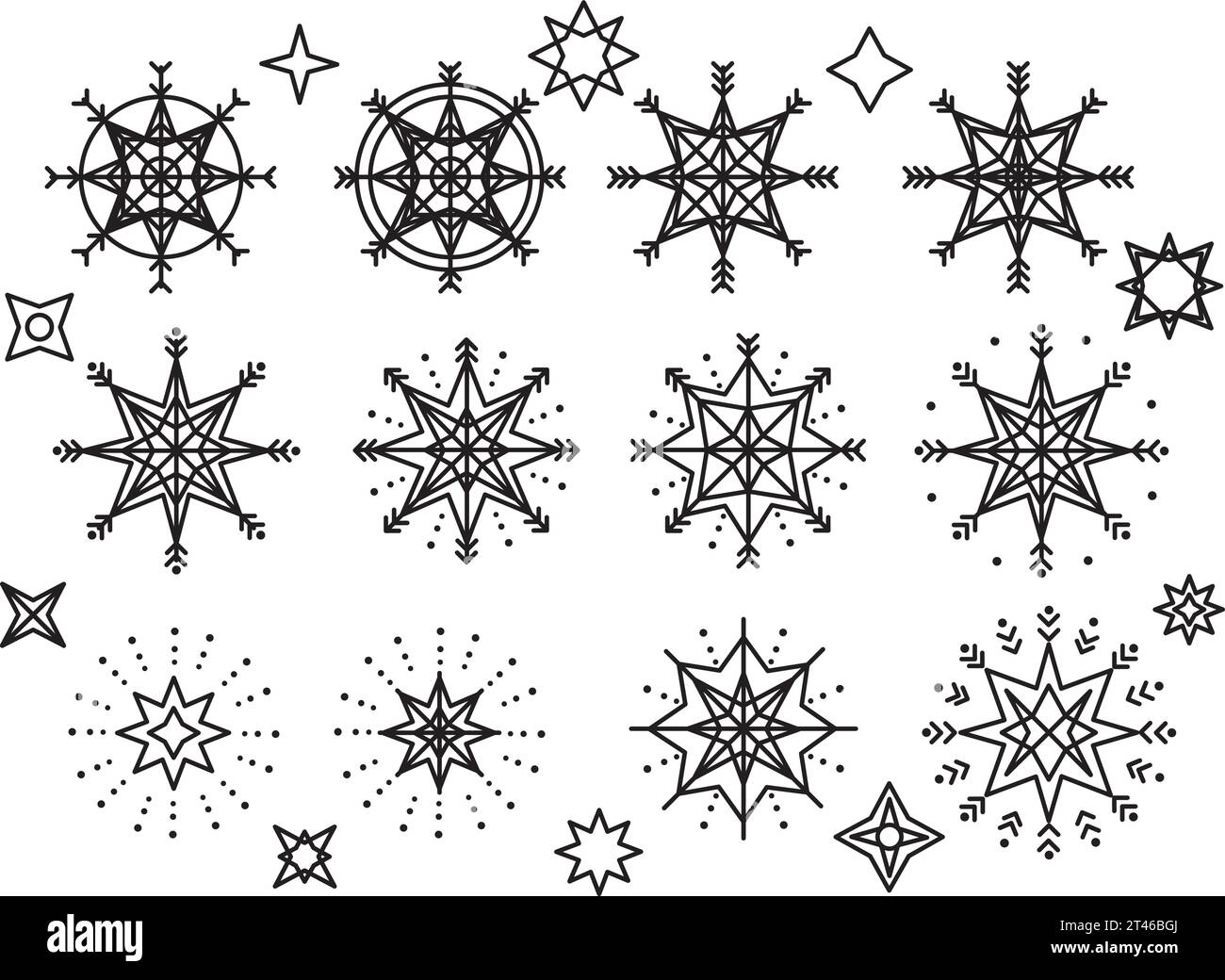 Vectorized graphic elements, christmas resources. Snowflakes, Christmas