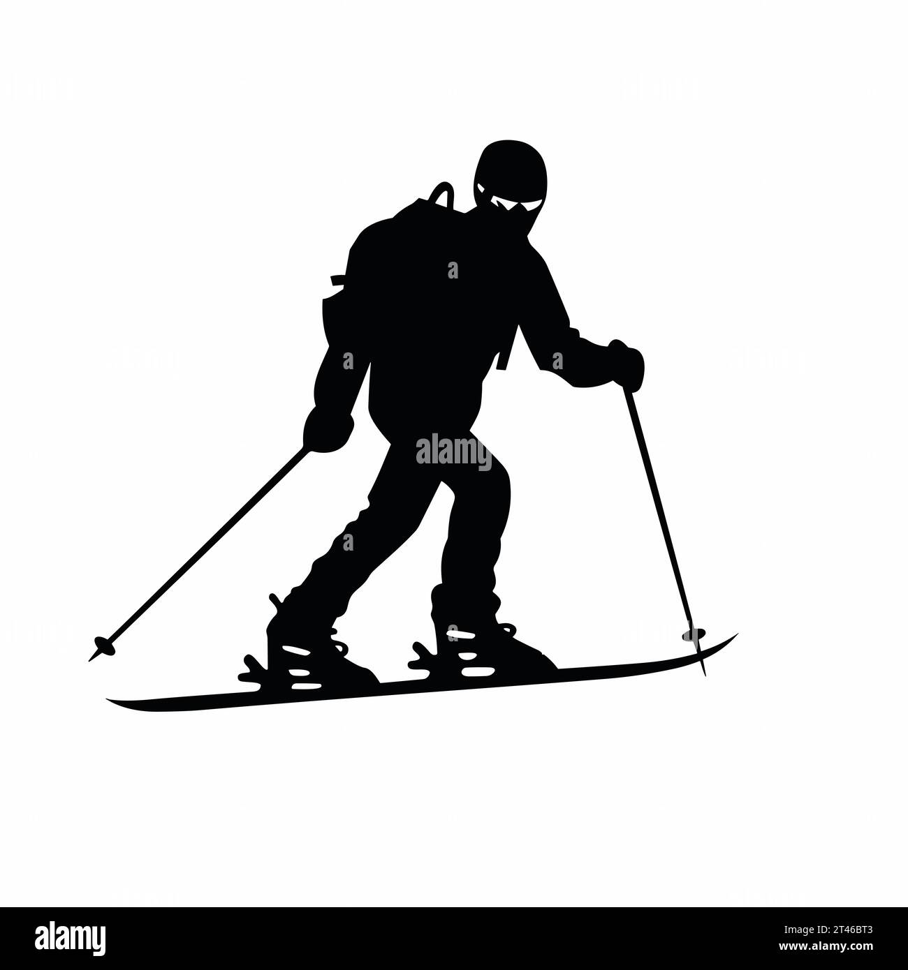 Skier silhouette. Skier black icon on white background Stock Vector ...