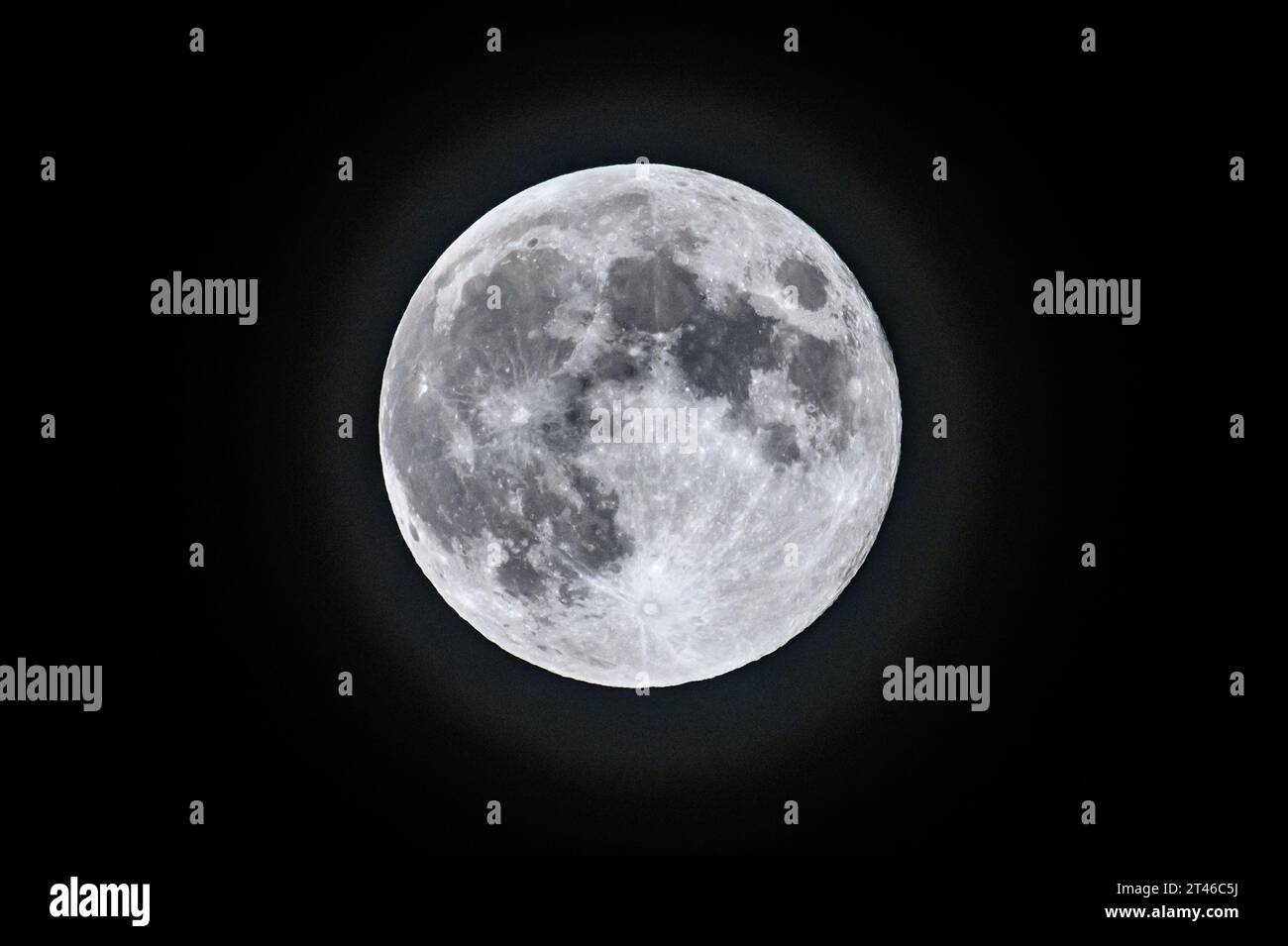 Connecticut, USA. 28th Oct, 2023. The moon is fully illuminated and