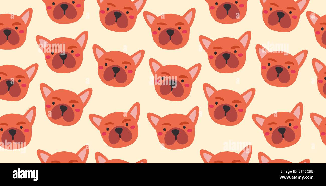 Vector seamless pattern with cute bulldog dog faces. Dog pattern on ...