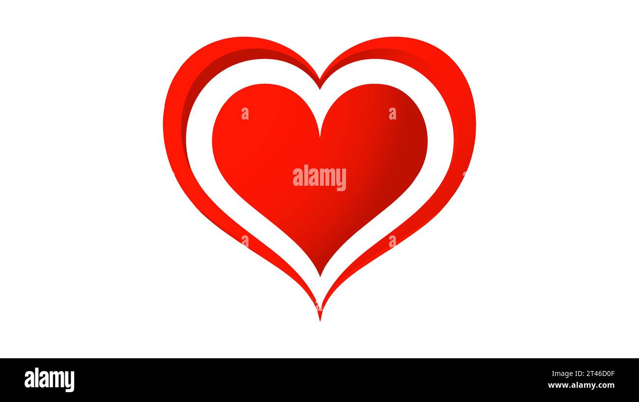 Red heart icon on white background. Love logo heart illustration Stock ...