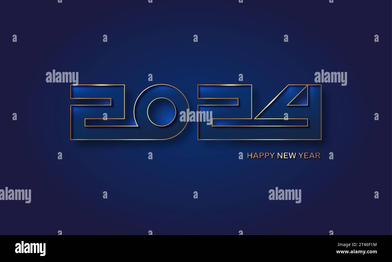 New year 2024 gold numbers. Decorative greeting card 2024 happy new ...