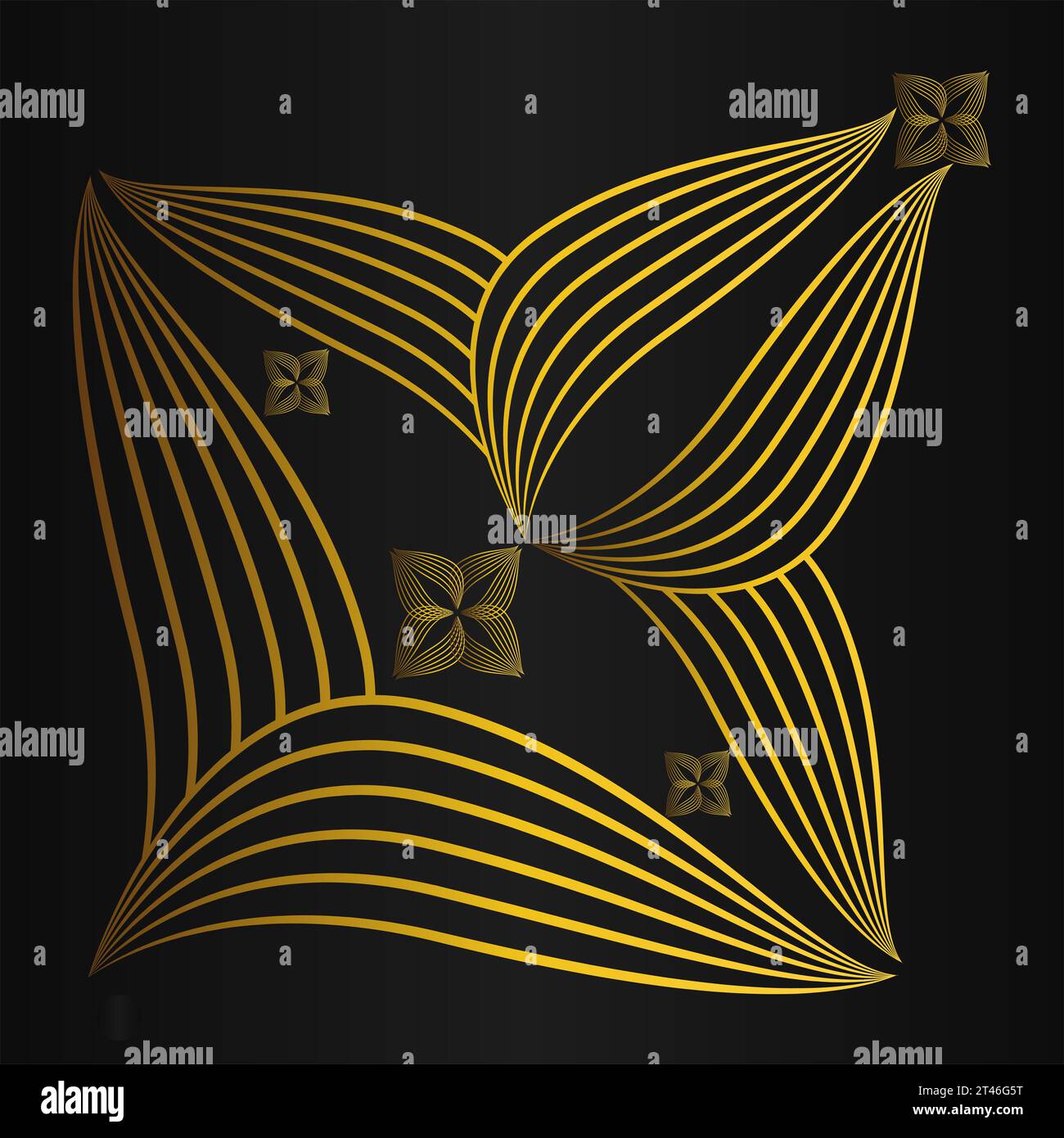 gold floral ornament on black background Stock Photo - Alamy