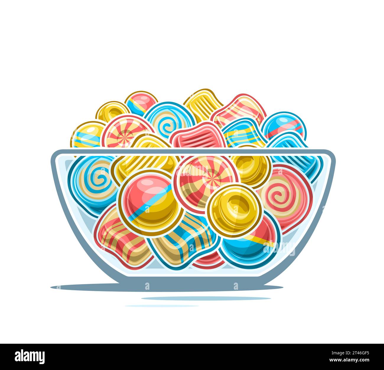 Vector Candy Bowl, decorative poster with outline illustration of multi