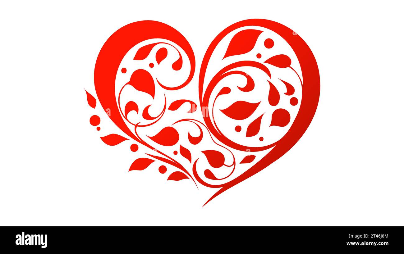 Red heart icon on white background. Love logo heart illustration Stock ...