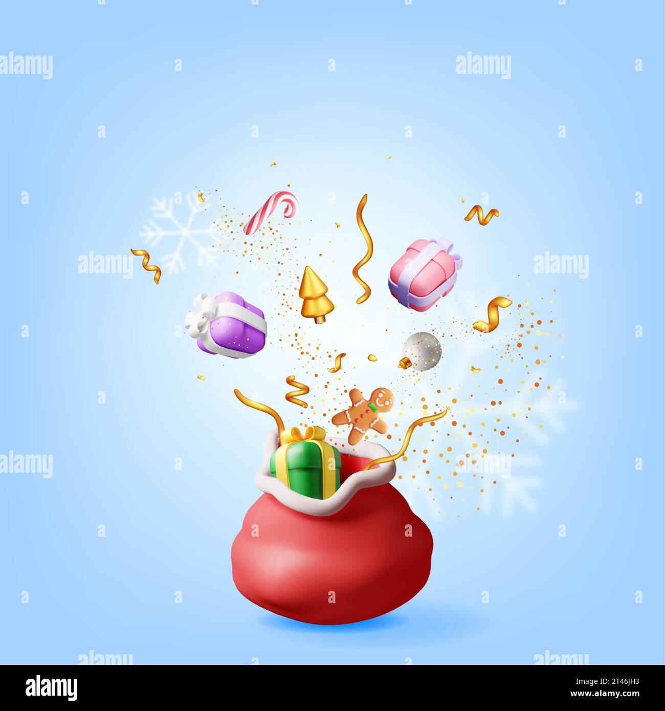 3D Open Santa Claus Sack full of Gifts Stock Vector Image & Art - Alamy