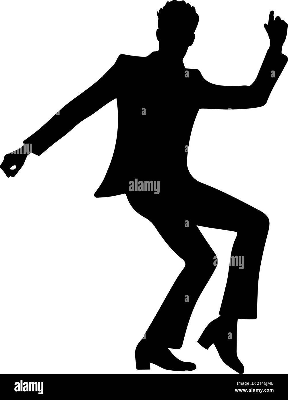 Disco man dancing silhouette. Vector illustration Stock Vector