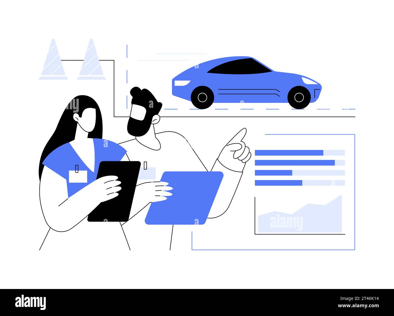 Onroad car model validation abstract concept vector illustration Stock