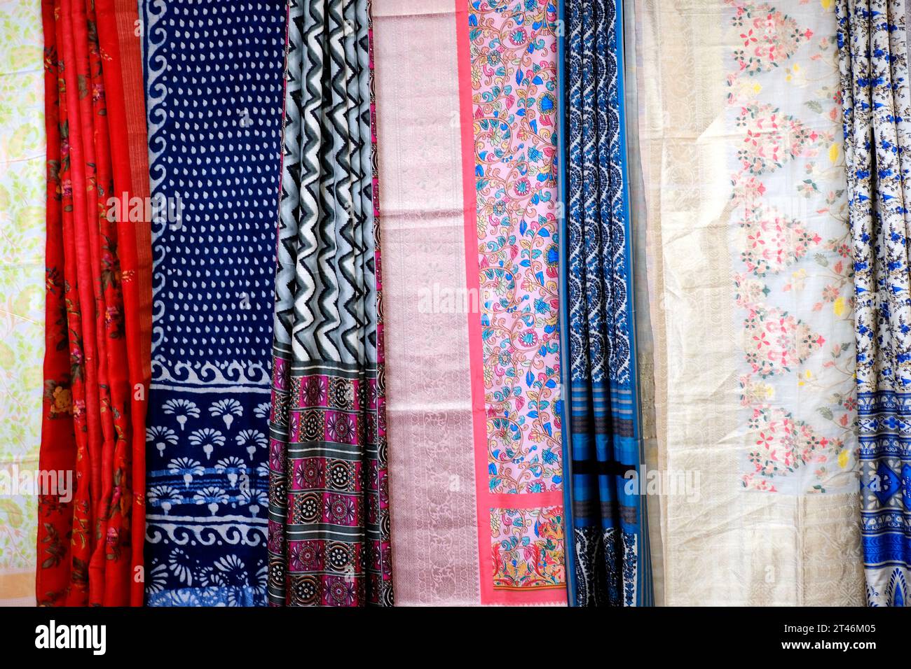 Traditional Indian dress / saree, Different texture and color beautiful textiles, colorful