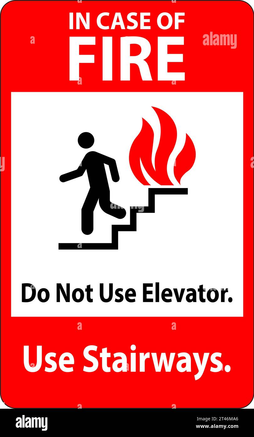 In Case Of Fire Sign Do Not Use Elevators, Use Stairways Stock Vector ...