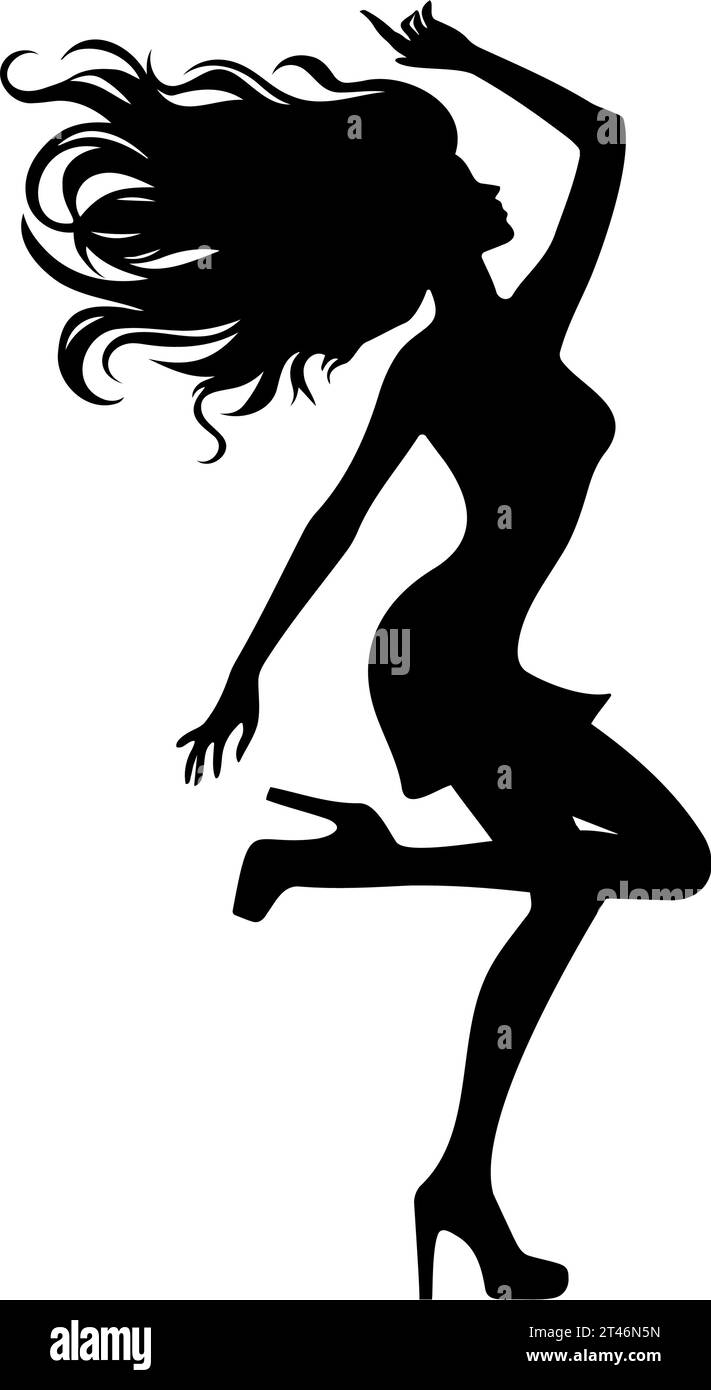 Dancing girl silhouette. Vector illustration Stock Vector