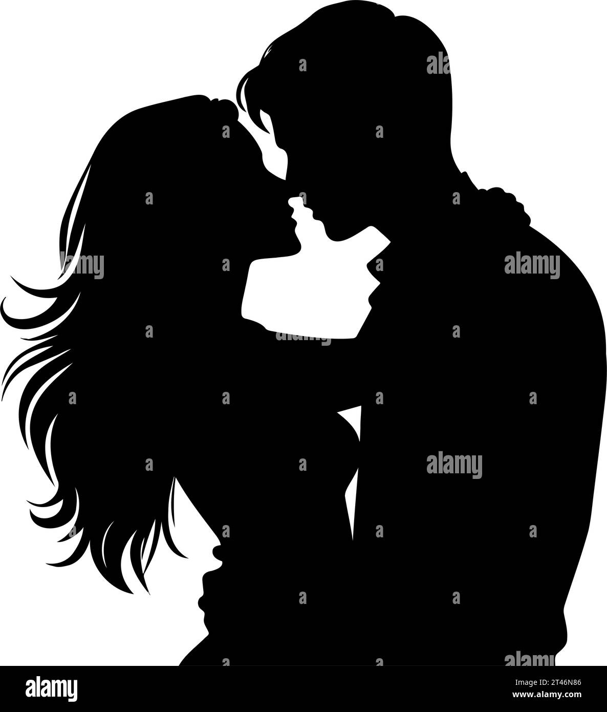 Lovers couple silhouette. Vector illustration Stock Vector