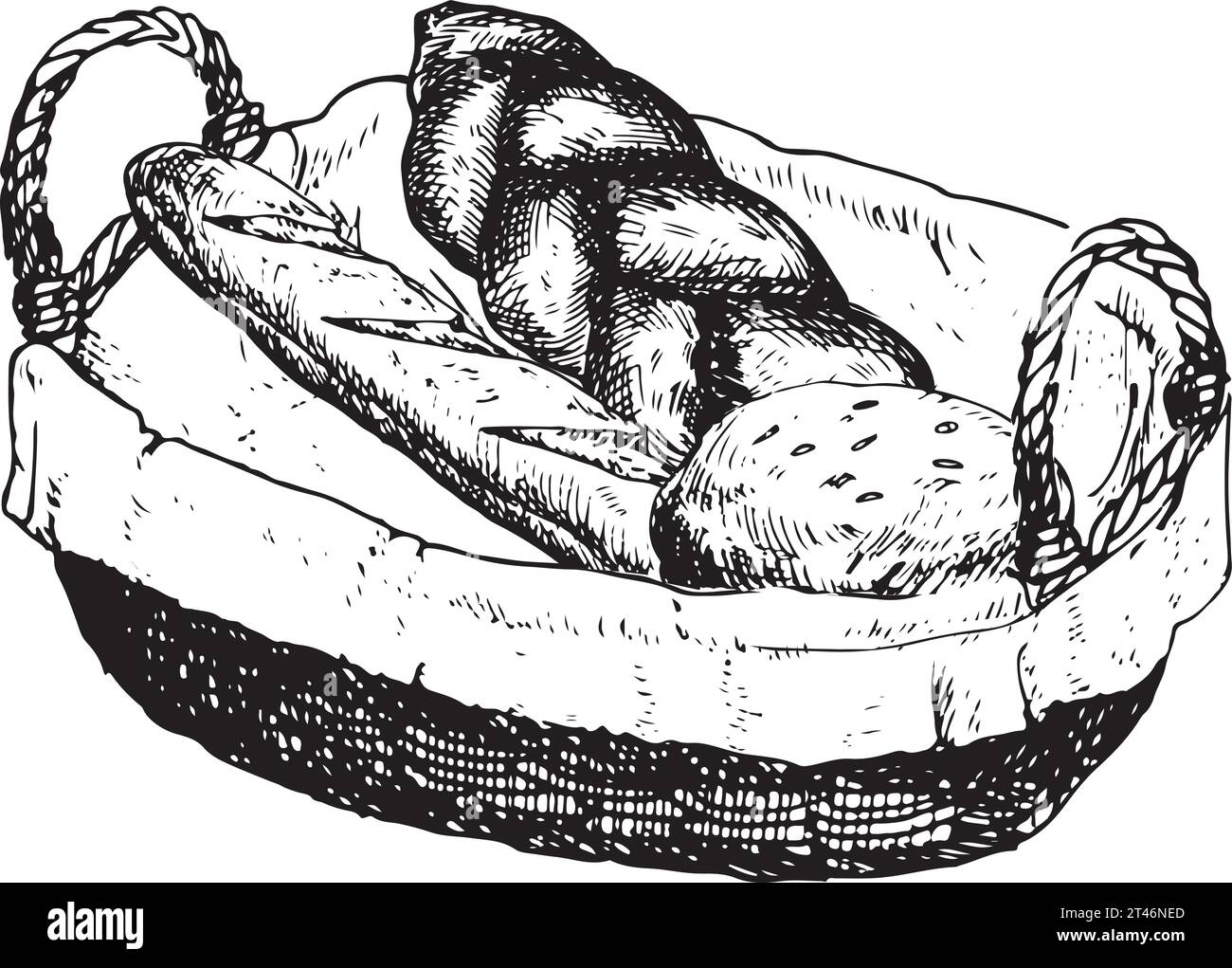 Vector graphic illustration of challah bread, bun with seeds and