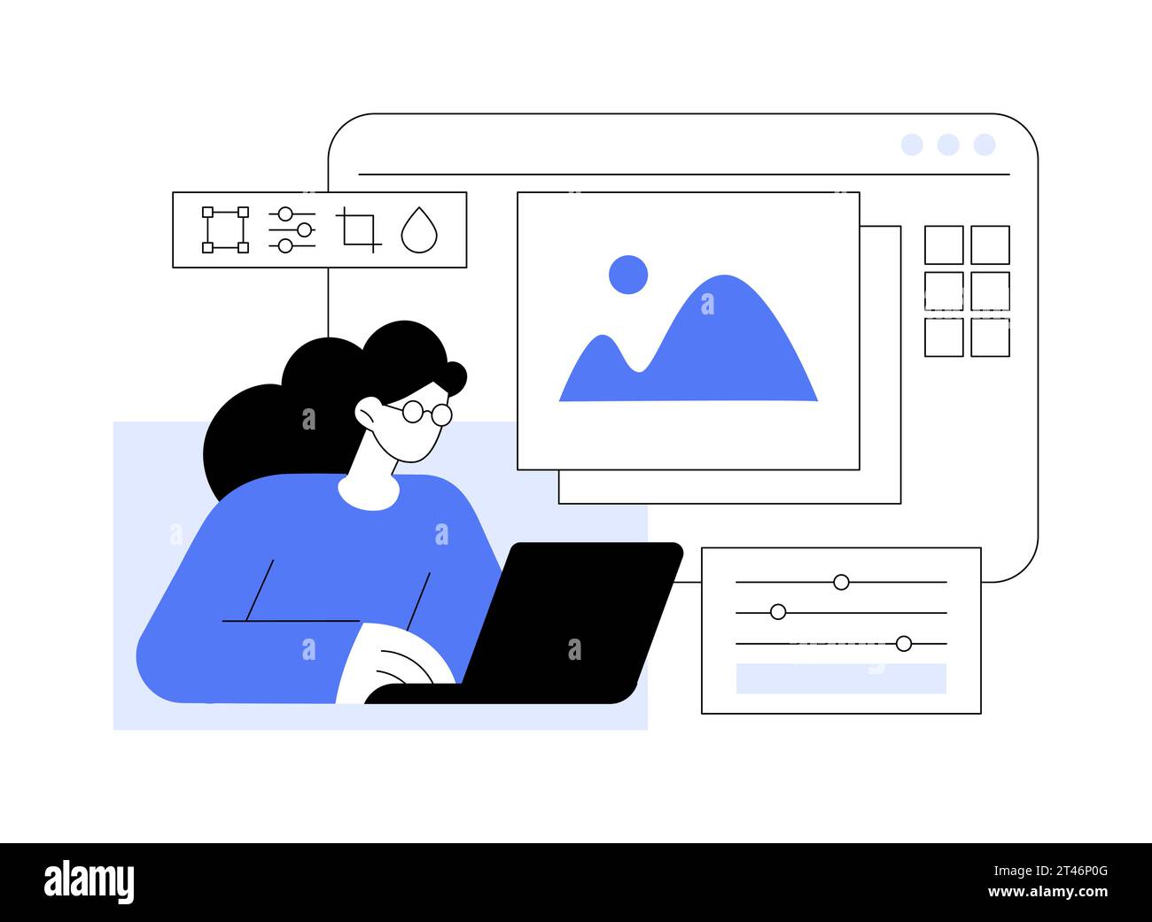 Photo editing isolated cartoon vector illustrations Stock Vector Image