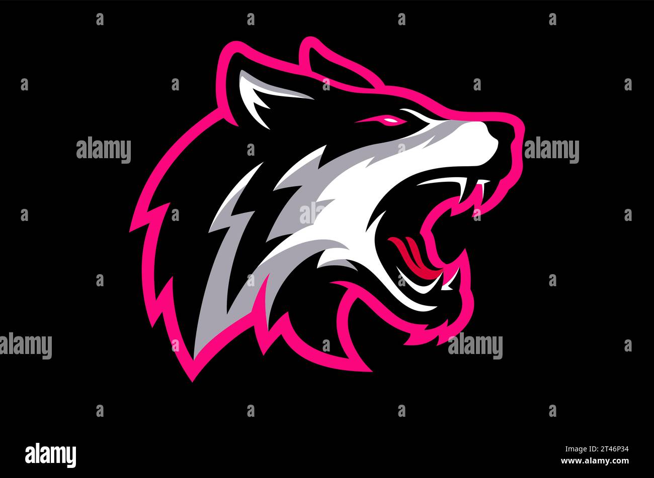 Angry Wolf Head Sport Logo Design Stock Vector