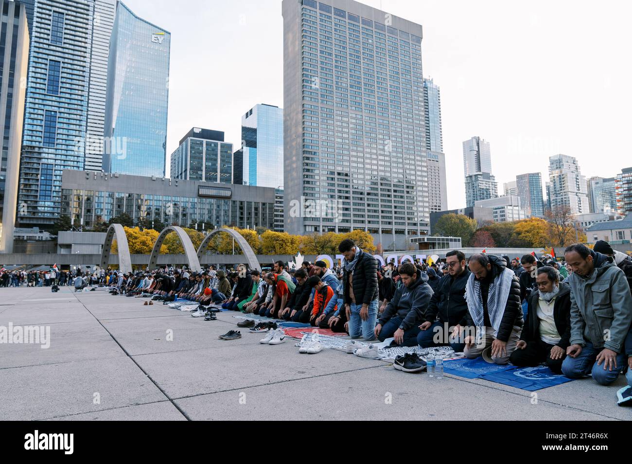 Toronto, Canada 28 October 2023 Muslim prayer from Palestine in the