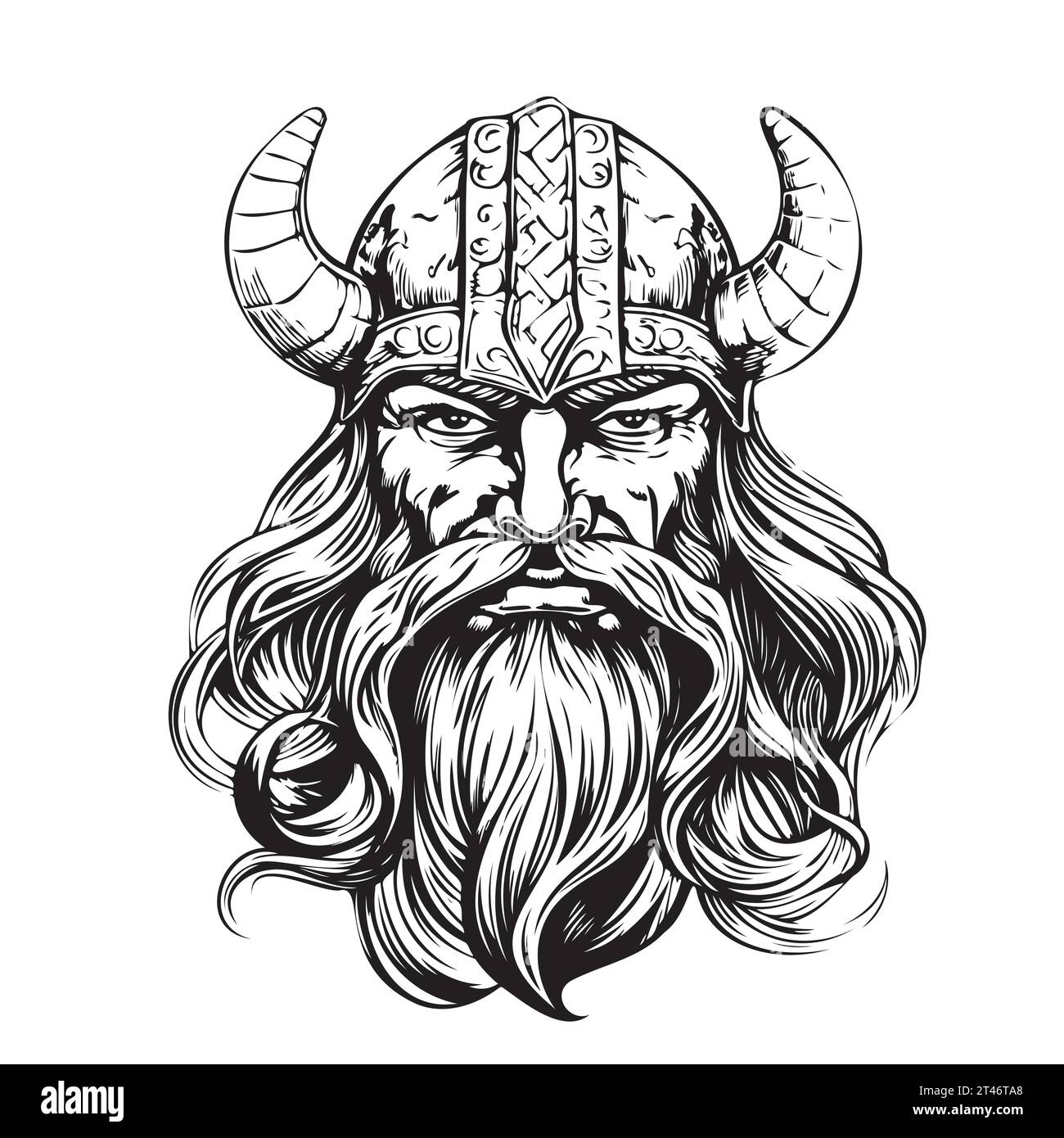 Warrior Face, Viking Head, Viking Face, Viking horn helmet warrior, Vector, Warrior face Silhouette Stock Vector
