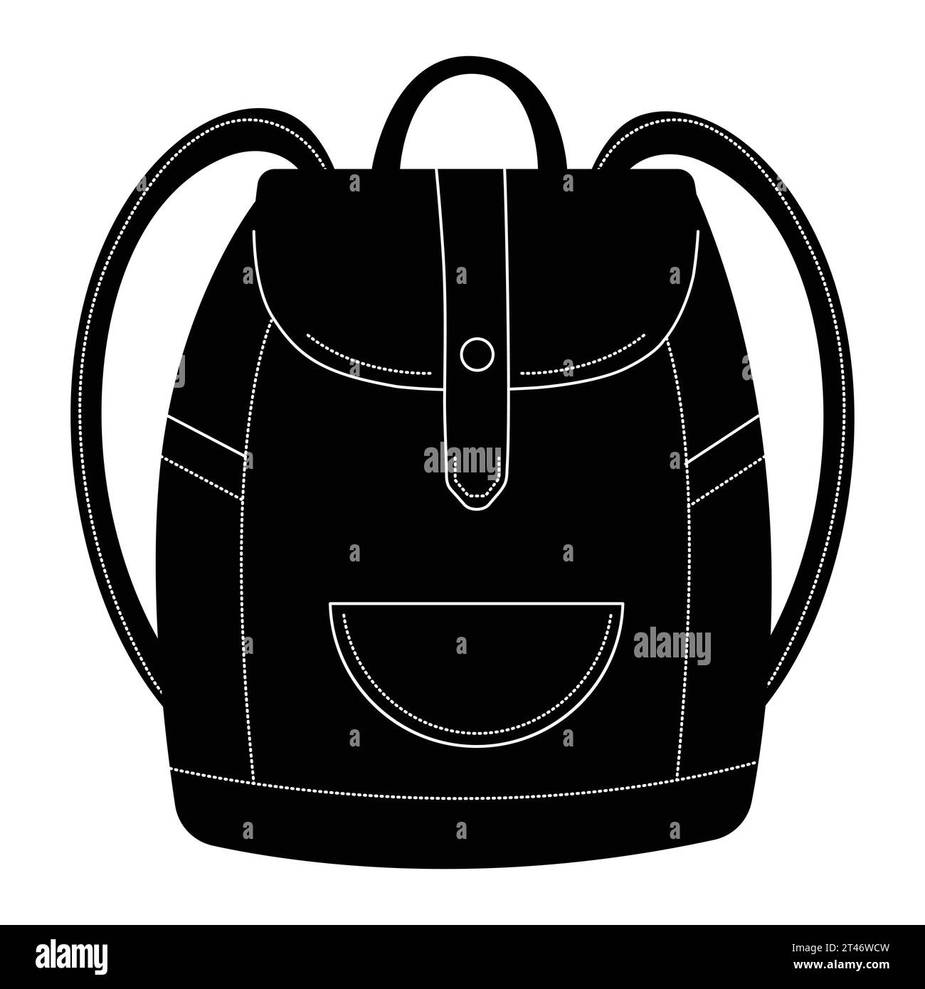 Black and white backpack, vector illustration of schoolbag and travel