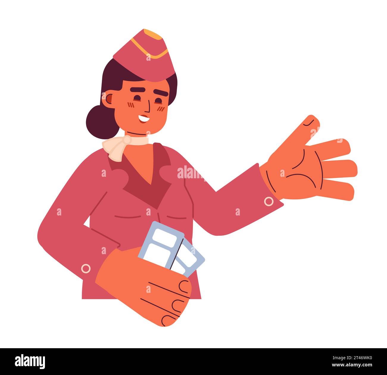 Airline flight attendant female indian 2D cartoon character Stock Vector