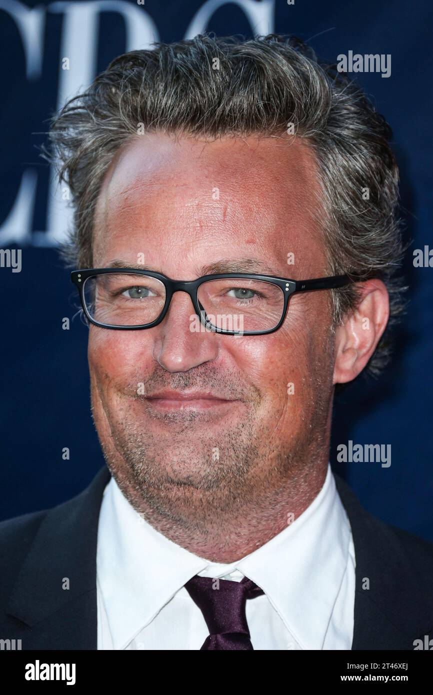 (FILE) Matthew Perry Dead At 54. Matthew Perry has died. He was 54. The actor, who was best known for playing Chandler Bing on 'Friends', was found dead at a Los Angeles-area home on Saturday, October 28, 2023. WEST HOLLYWOOD, LOS ANGELES, CALIFORNIA, USA - AUGUST 10: American-Canadian actor, comedian and producer Matthew Perry (Matthew Langford Perry) arrives at the CBS, CW And Showtime 2015 Summer TCA Party held at the Pacific Design Center on August 10, 2015 in West Hollywood, Los Angeles, California, United States. (Photo by Xavier Collin/Image Press Agency) Stock Photo