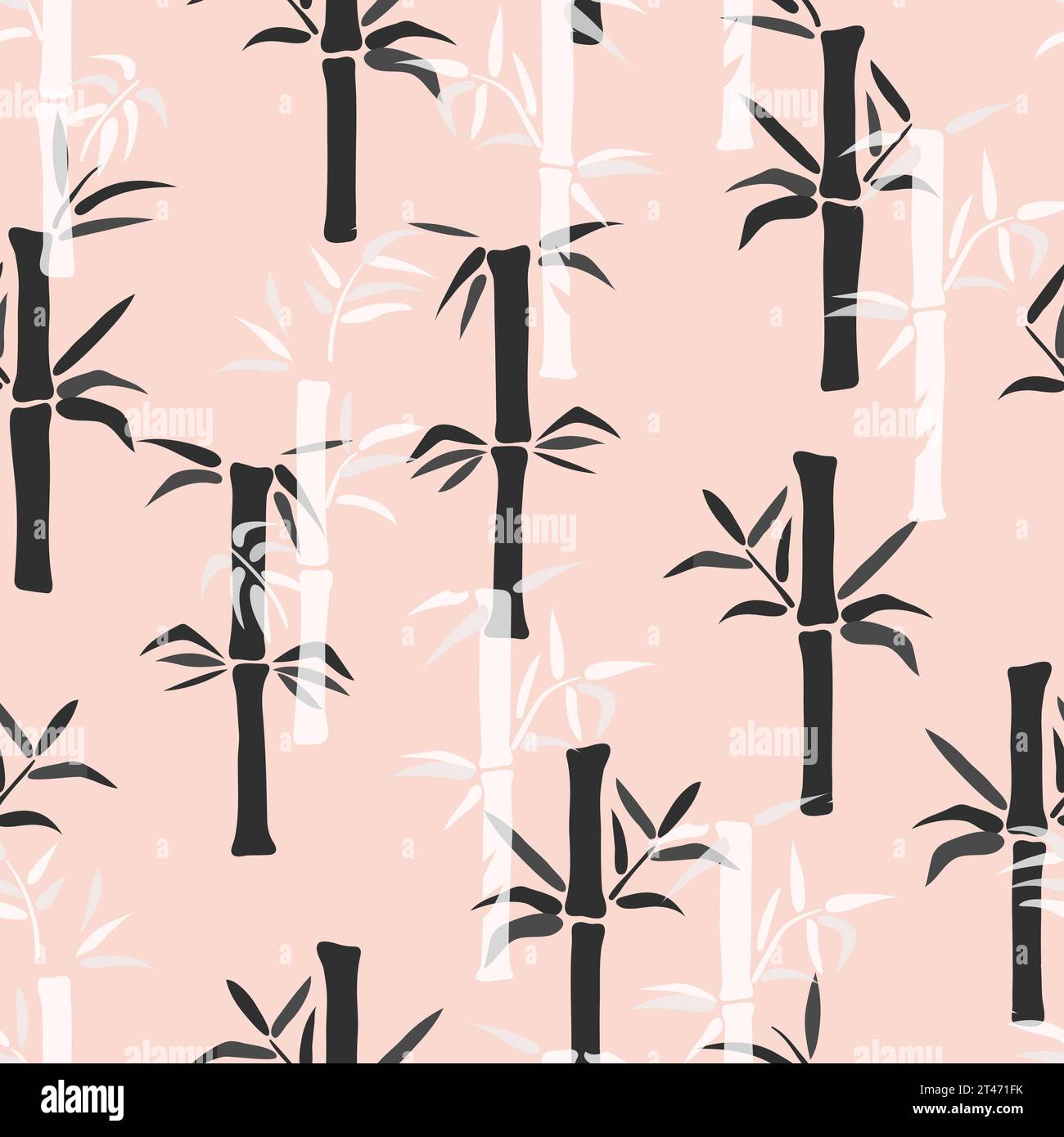 Seamless bamboo pattern. Abstract floral print with bamboo leaves and trees Stock Vector